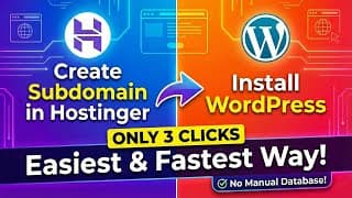 How to Create Subdomain and Install WordPress in Hostinger 2025 (Easiest Method – 3 Clicks)