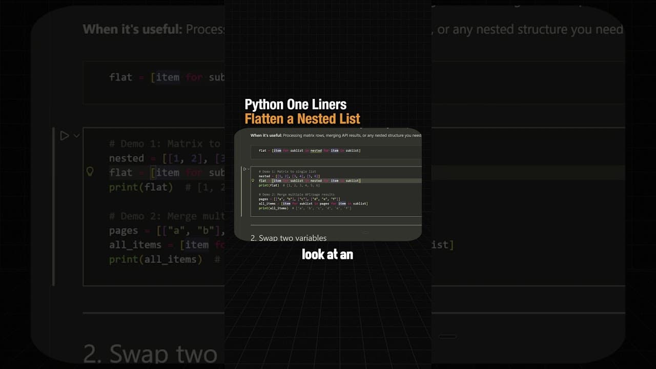 Did you know you can flatten any nested list in Python with one line? 🔥