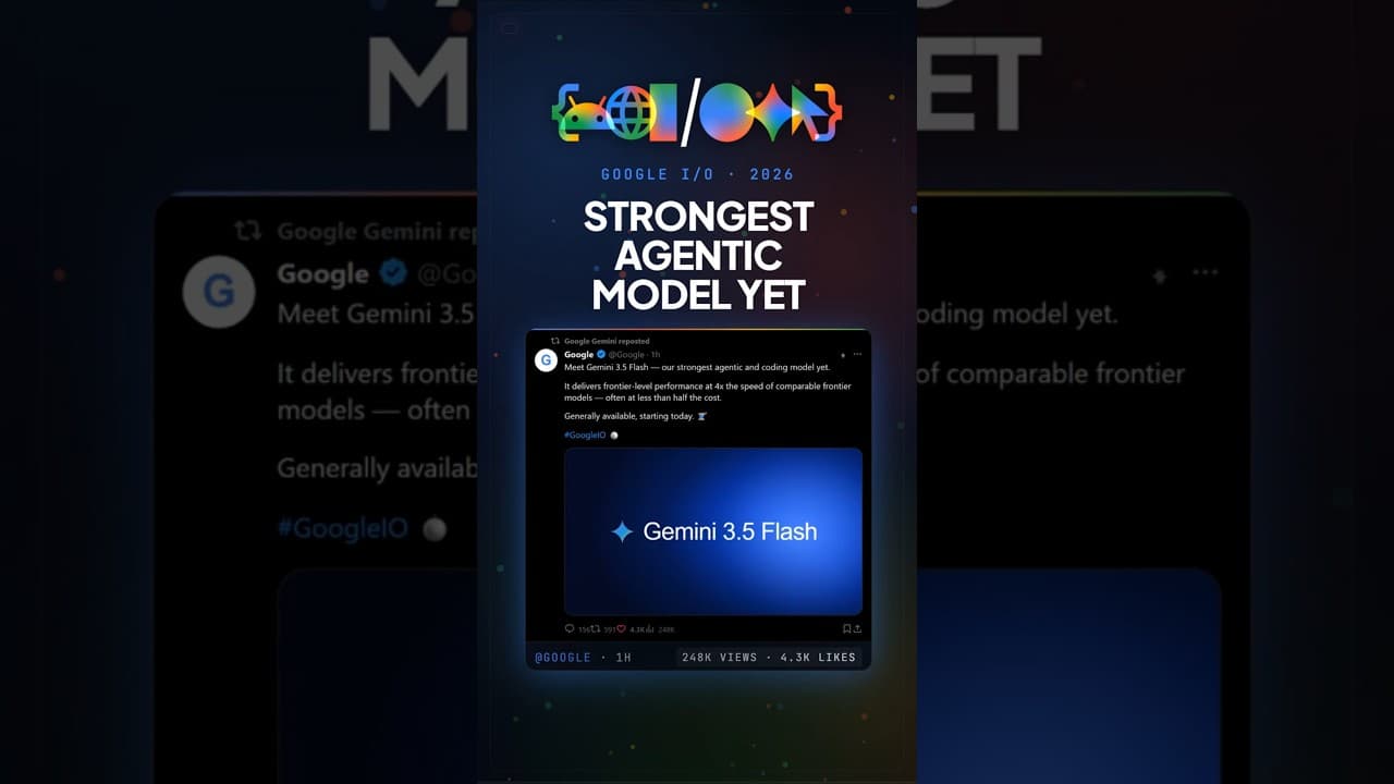 Google I/O 2026 - Google Gemini 3.5 Flash: 4x Speed, Half Price #GoogleAI #AIExplained