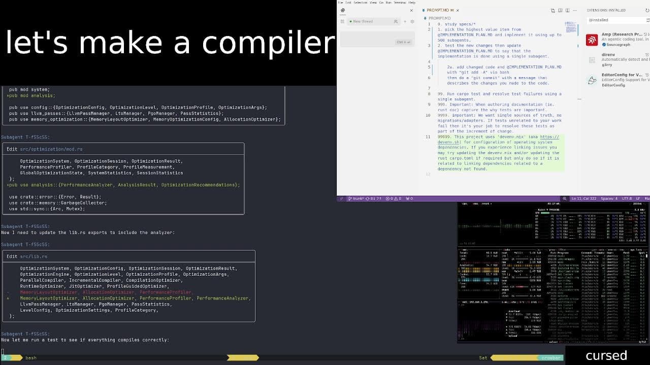 500 AI subagents making a compiler afk whilst i fly internationally to sfo