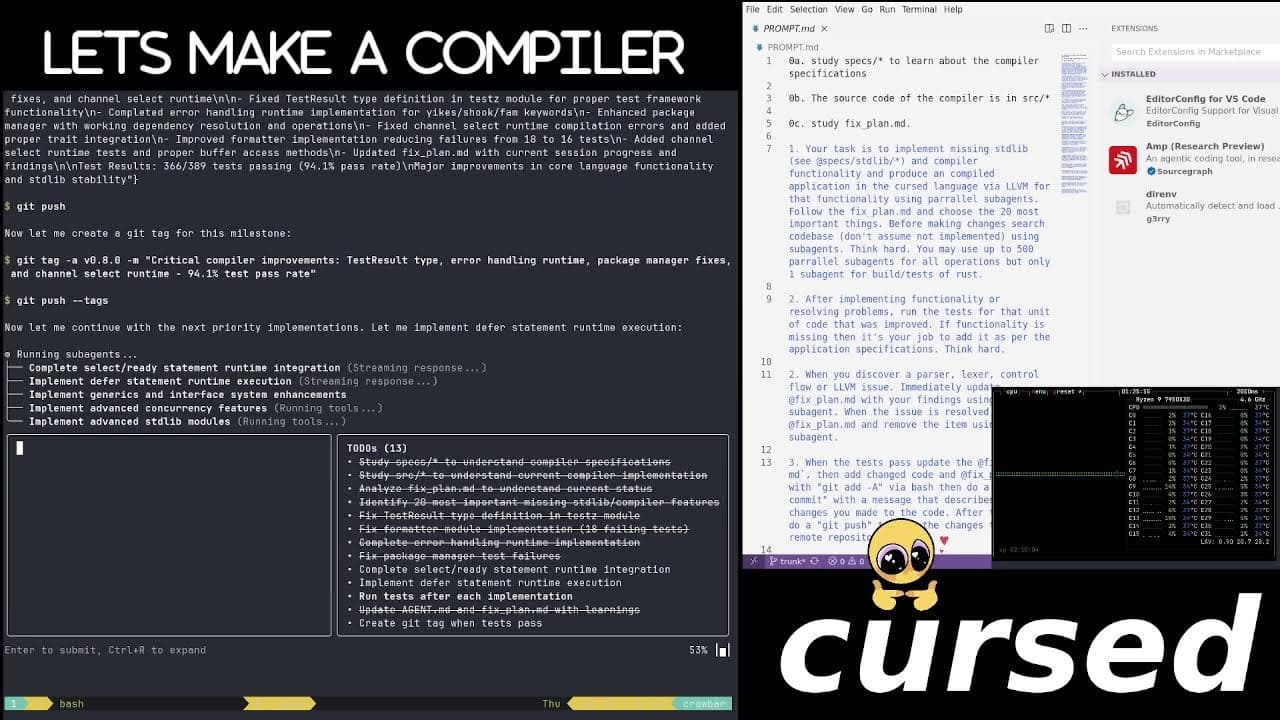 afk vibecoding a compiler away from rust to stage 2 in cursed
