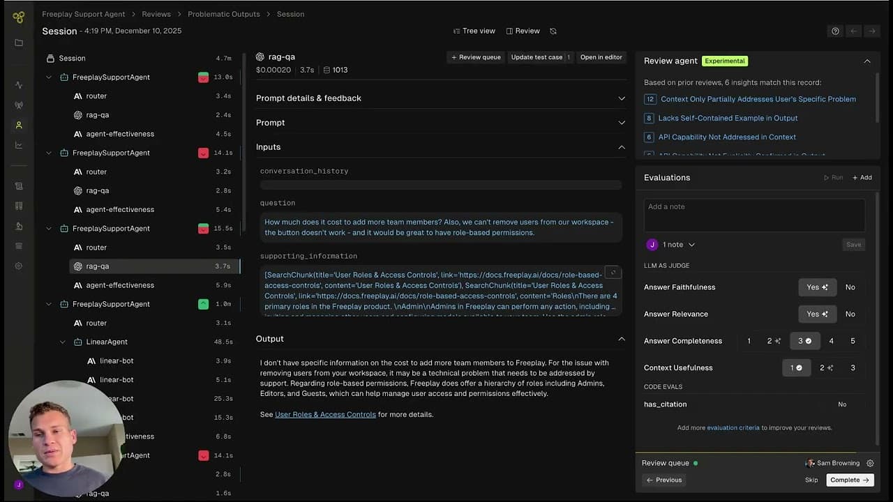 New: Automated Review Insights & Eval Generation Using Freeplay's Agent