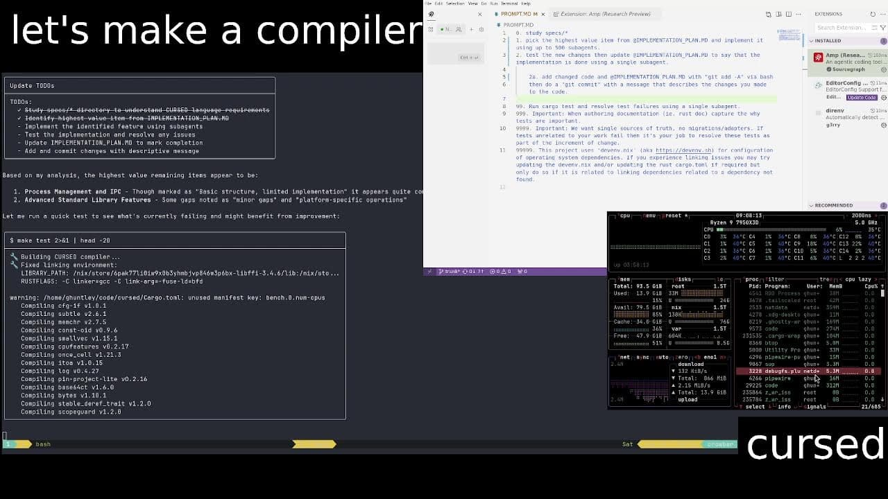 500 AI subagents making a compiler afk whilst i fly internationally to sfo