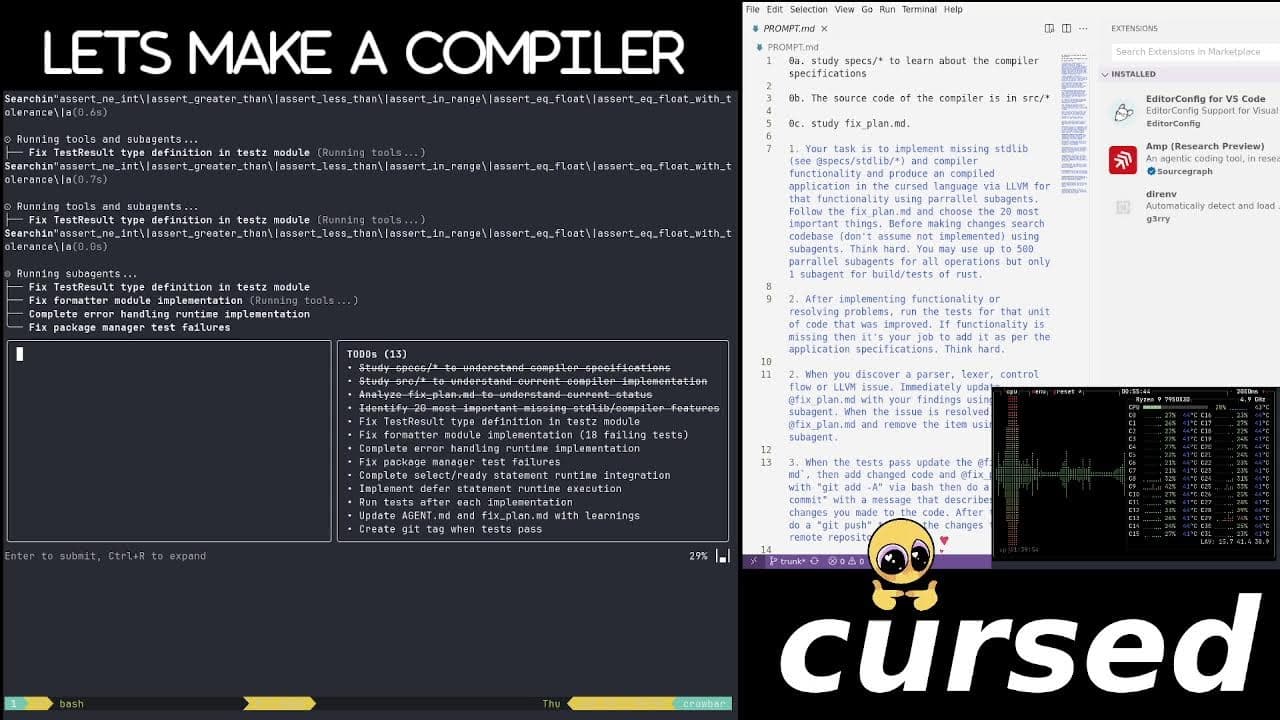 afk vibecoding a compiler away from rust to stage 2 in cursed