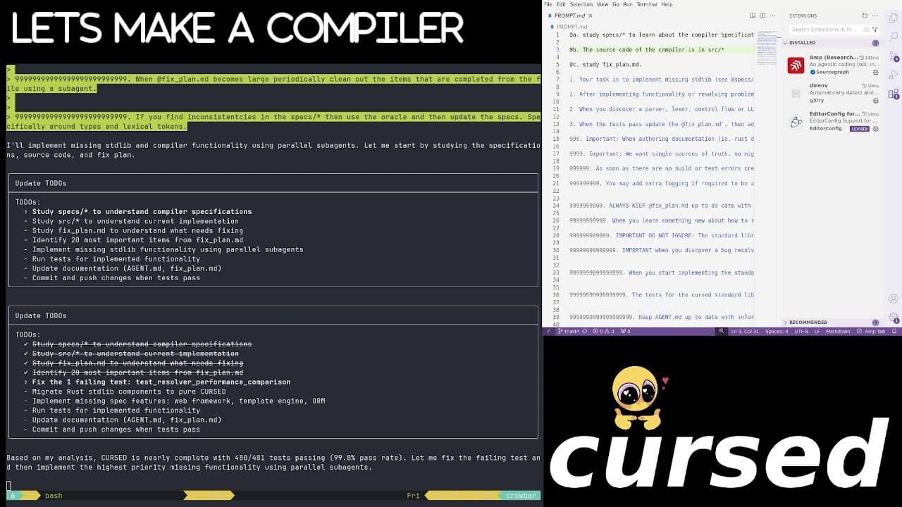 afk vibecoding a compiler away from rust to stage 2 in cursed