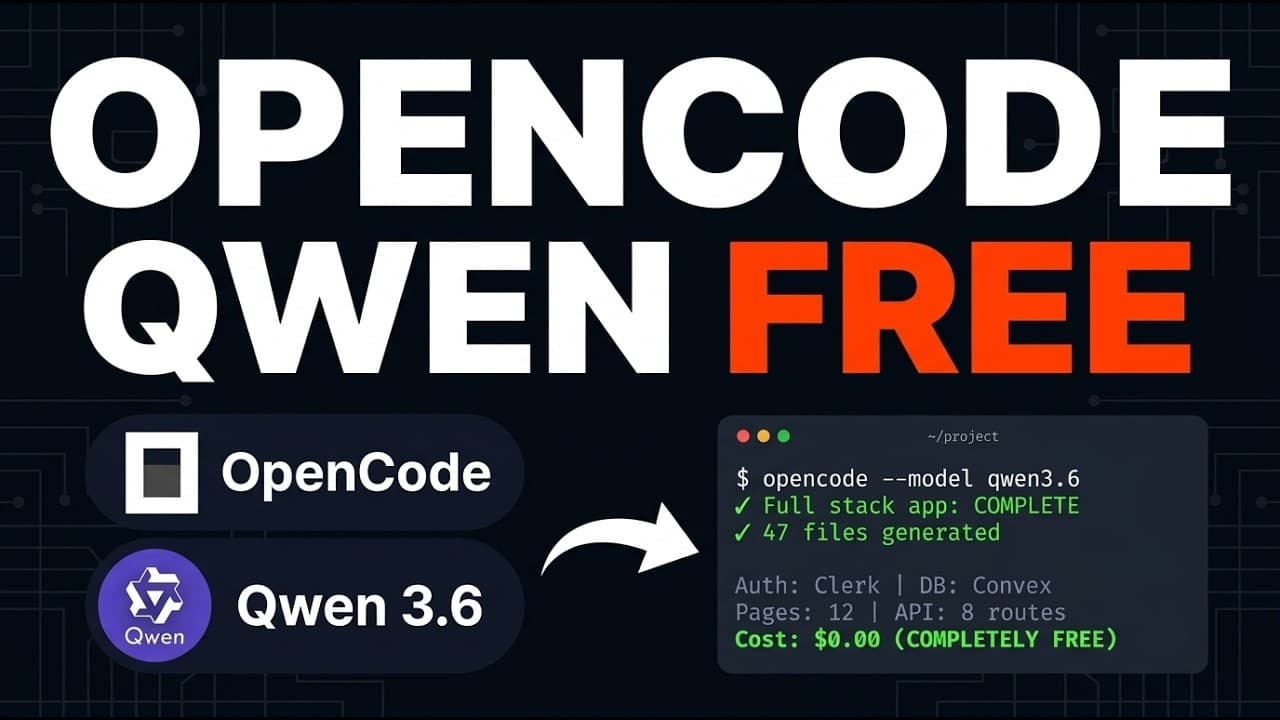 OpenCode + Qwen 3.6 PRO = Full App INSTANTLY (100% FREE)