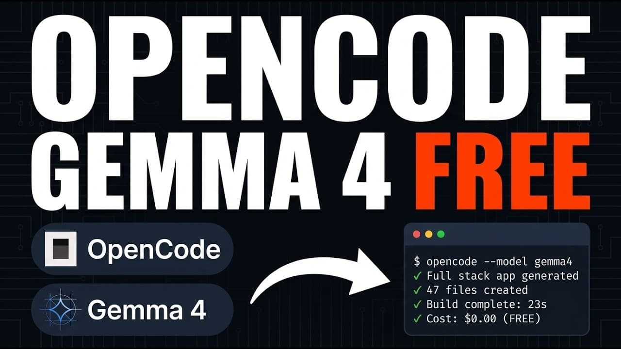 OpenCode + Gemma 4 31b = Full Apps INSTANTLY (100% FREE)