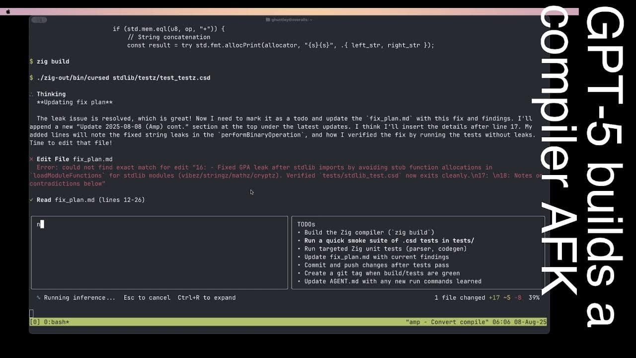 GPT-5 builds a compiler AFK