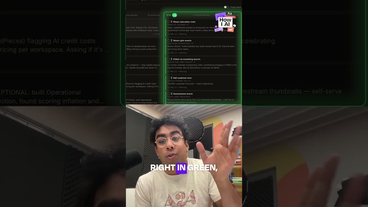 Yash receives 100-150 Slack notifications daily, but only 30-40 require real action